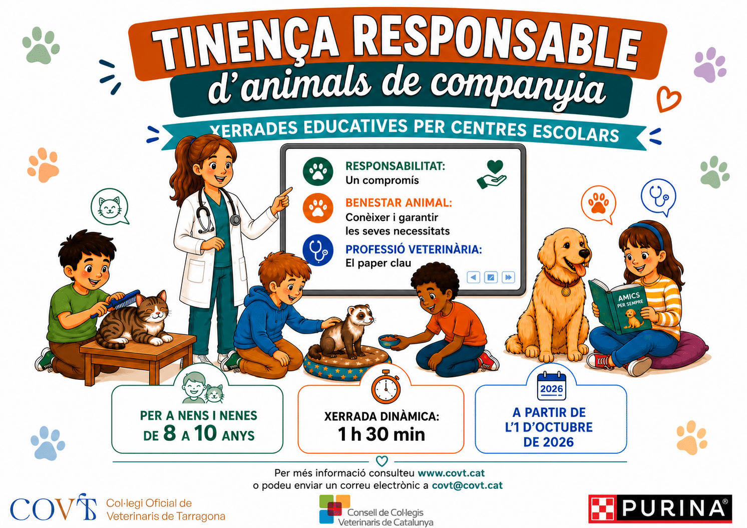 Cartell xerrades sobre tinença responsable d'animals de companyia per a escoles 2026-2027