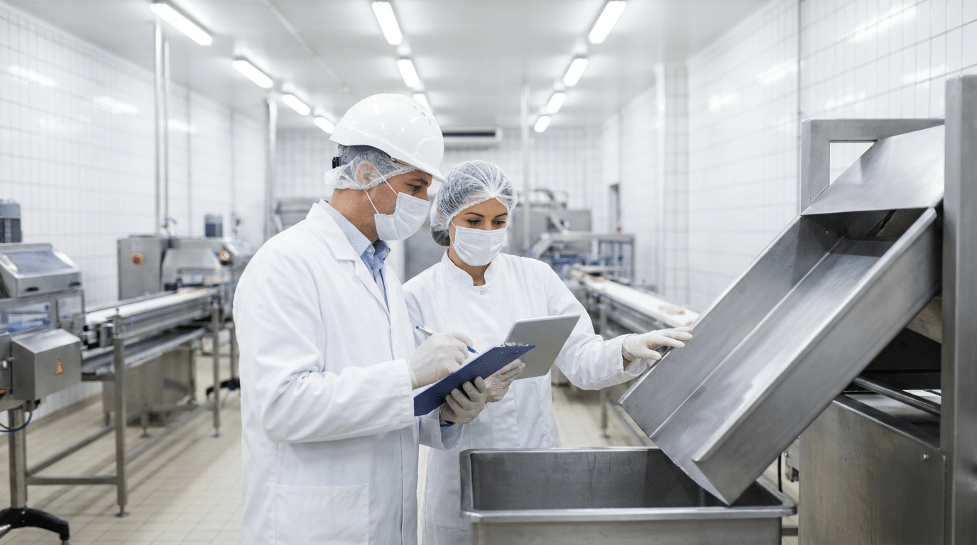 Veterinaris de salut pública fent inspecció sanitària en un establiment càrnic